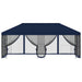 Paviljoen met zijwanden 6 x 3 m Blauw Polyester en staal