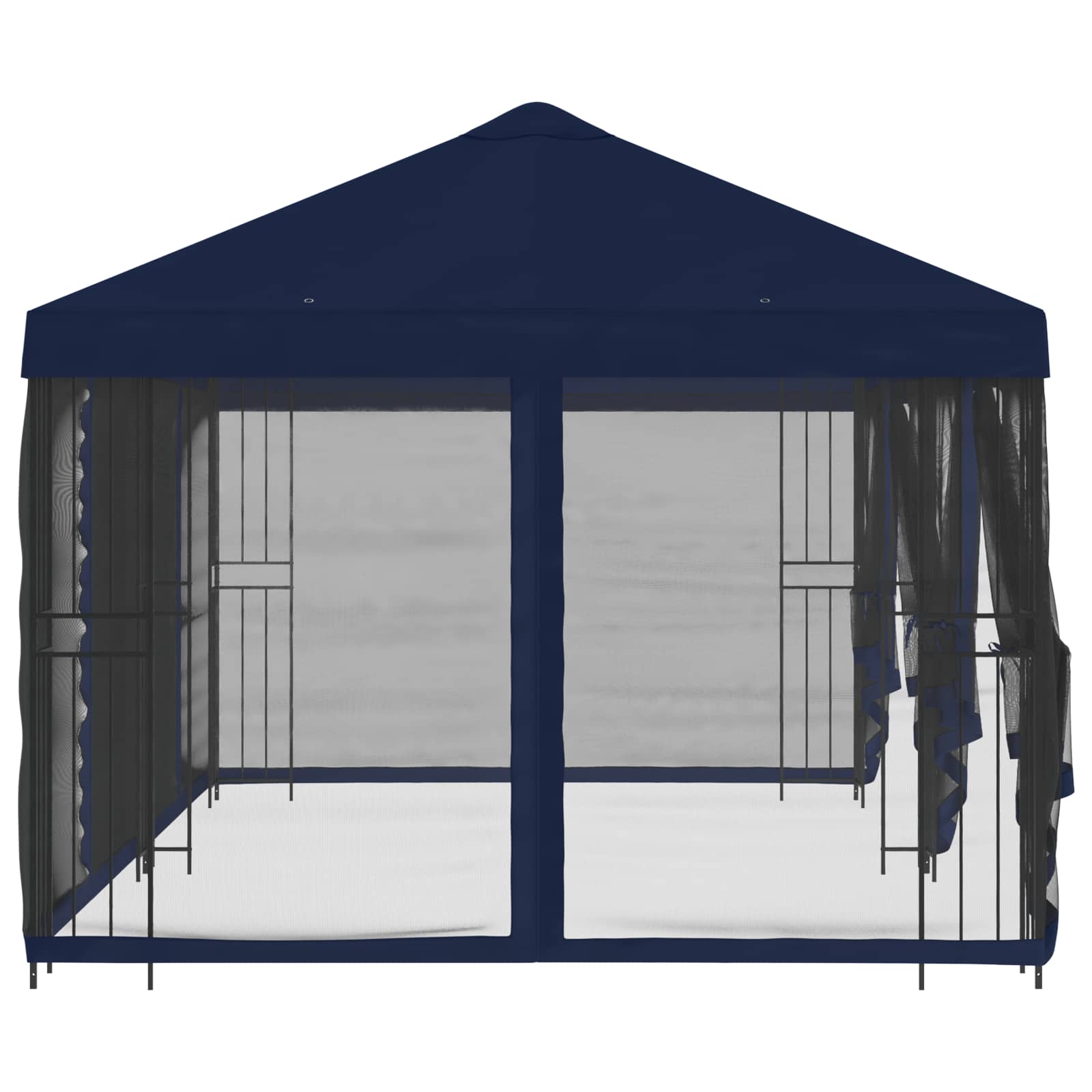 Paviljoen met zijwanden 6 x 3 m Blauw Polyester en staal