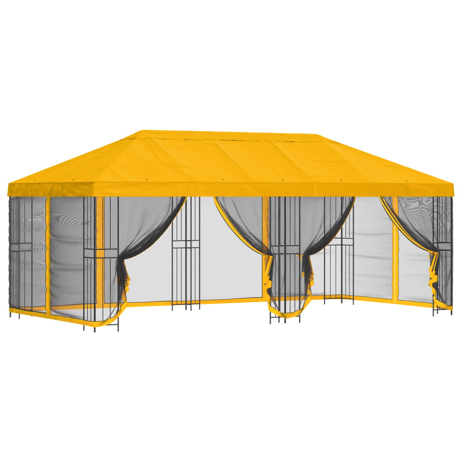 Paviljoen met zijwanden 6 x 3 m Geel Polyester en staal 190 gsm