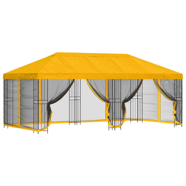 Paviljoen met zijwanden 6 x 3 m Geel Polyester en staal 190 gsm