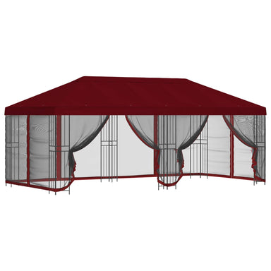 Paviljoen met zijwanden 6 x 3 m Bordeauxrood Polyester en staal