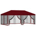 Paviljoen met zijwanden 6 x 3 m Bordeauxrood Polyester en staal