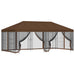 Paviljoen met zijwanden 6 x 3 m Bruin Polyester en staal