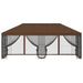 Paviljoen met zijwanden 6 x 3 m Bruin Polyester en staal
