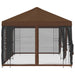 Paviljoen met zijwanden 6 x 3 m Bruin Polyester en staal