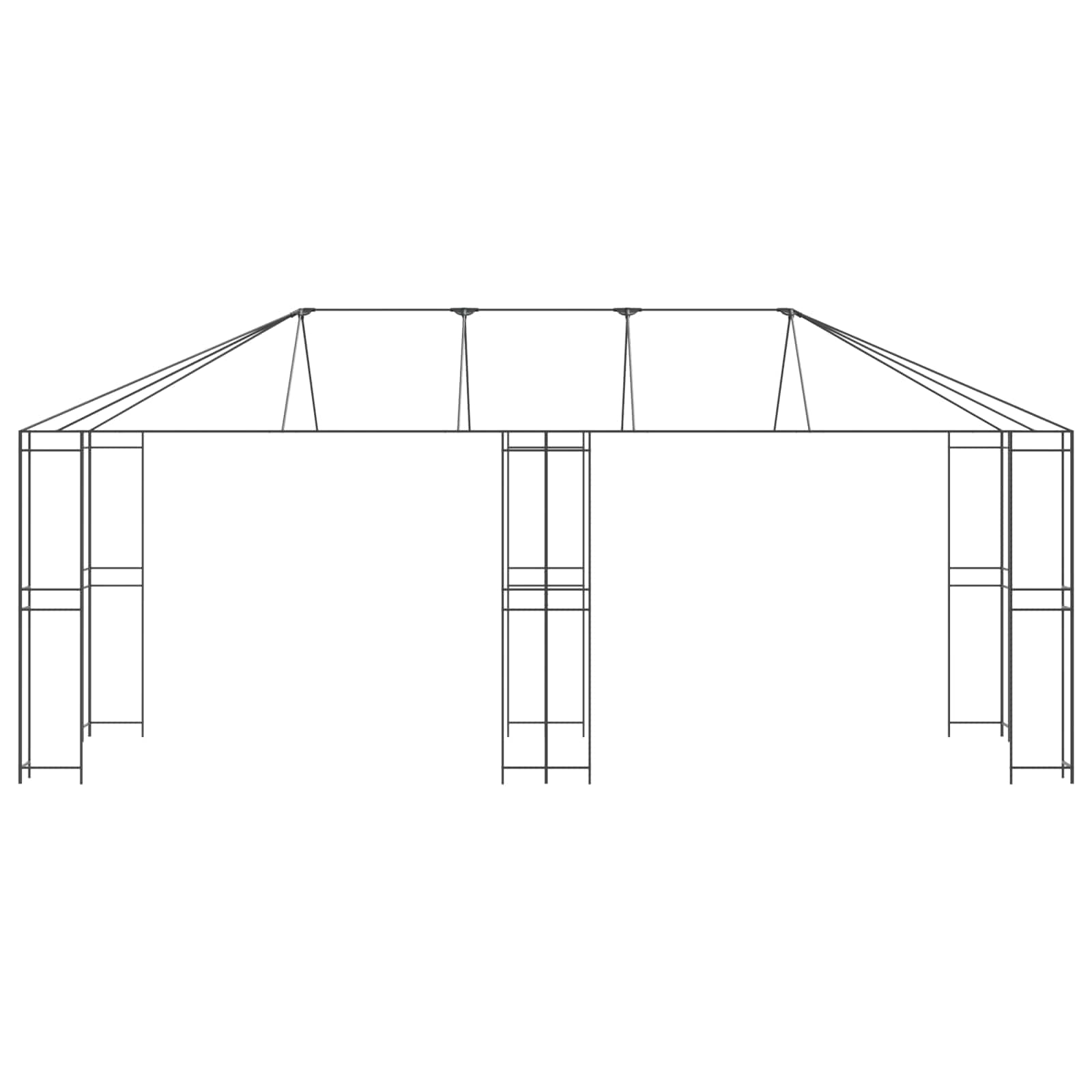 Tuinhuisframe zonder tentdoek 6 x 3 m Zwart Staal