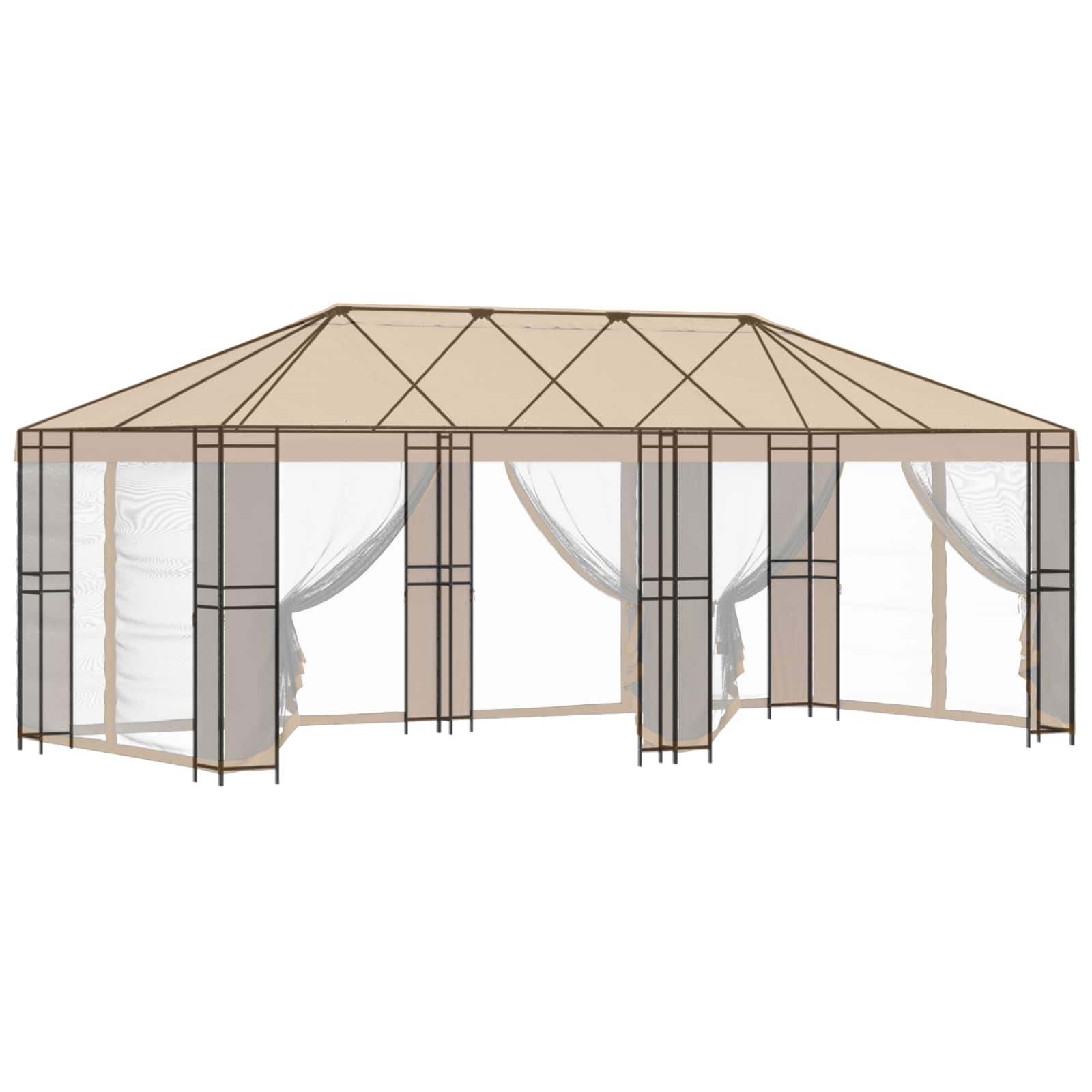 Tuinhuisframe zonder tentdoek 6 x 3 m Zwart Staal