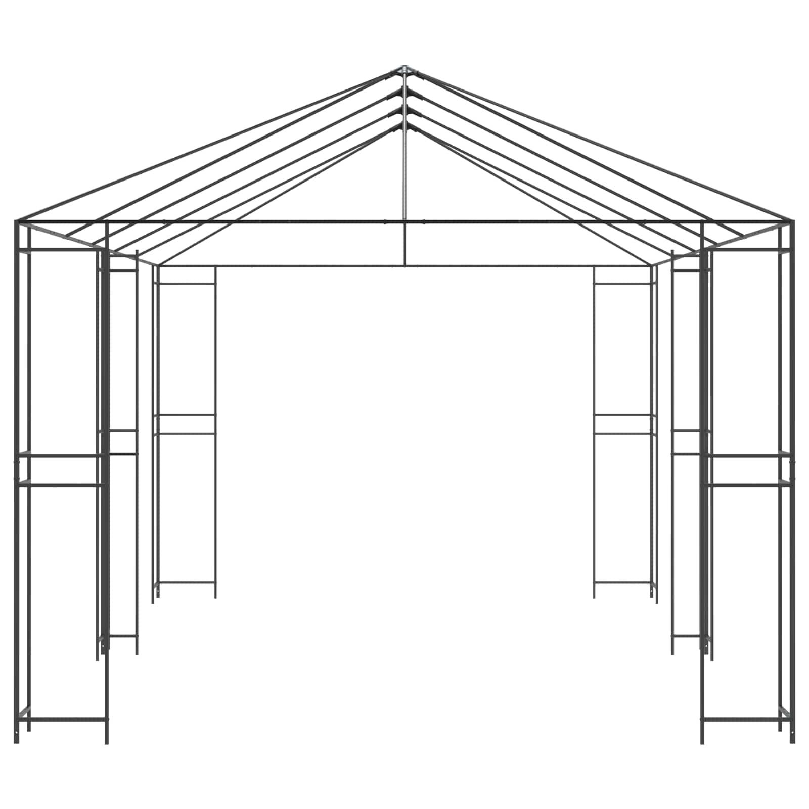 Tuinhuisframe zonder tentdoek 6 x 3 m Zwart Staal
