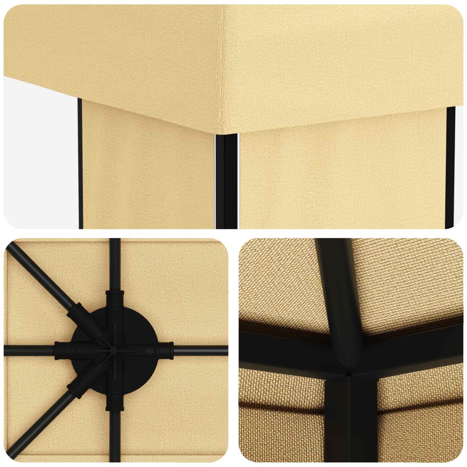 Tuinprieel 6 x 3 m Crèmekleurig Polyester en staal 190 gsm