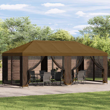 Tuinprieel 6 x 3 m Taupe Polyester en staal 190 gsm