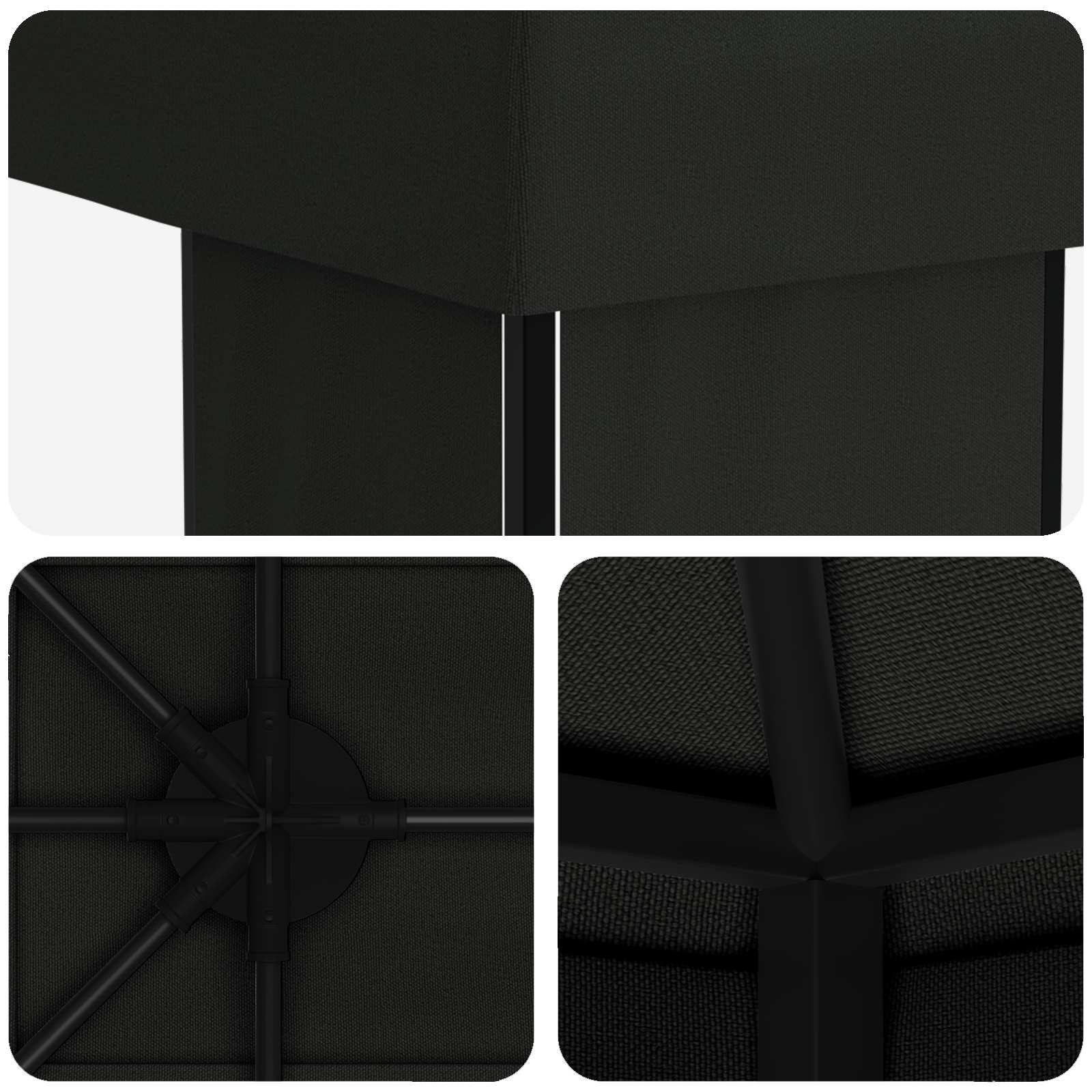 Tuinprieel 6 x 3 m Zwart Polyester en staal 190 gsm