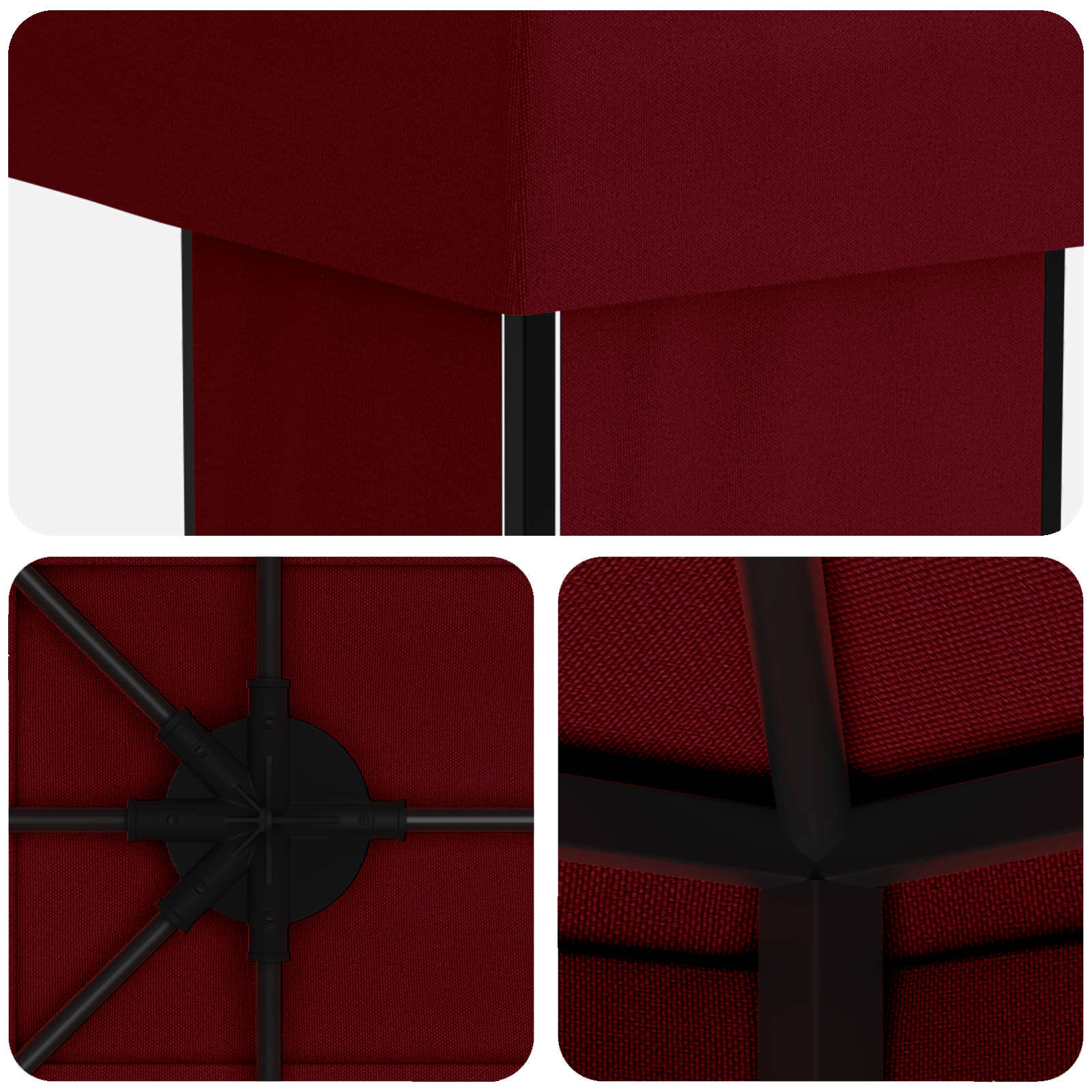 Tuinprieel 6 x 3 m Bordeauxrood Polyester en staal 190 gsm