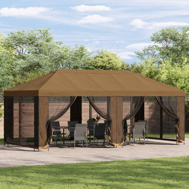 Tuin Gazebo met Zijwanden 6 x 3 m Beige Polyester en staal