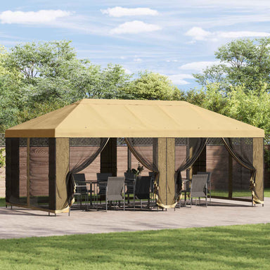Tuin Gazebo met Zijwanden 6 x 3 m Crèmekleurig