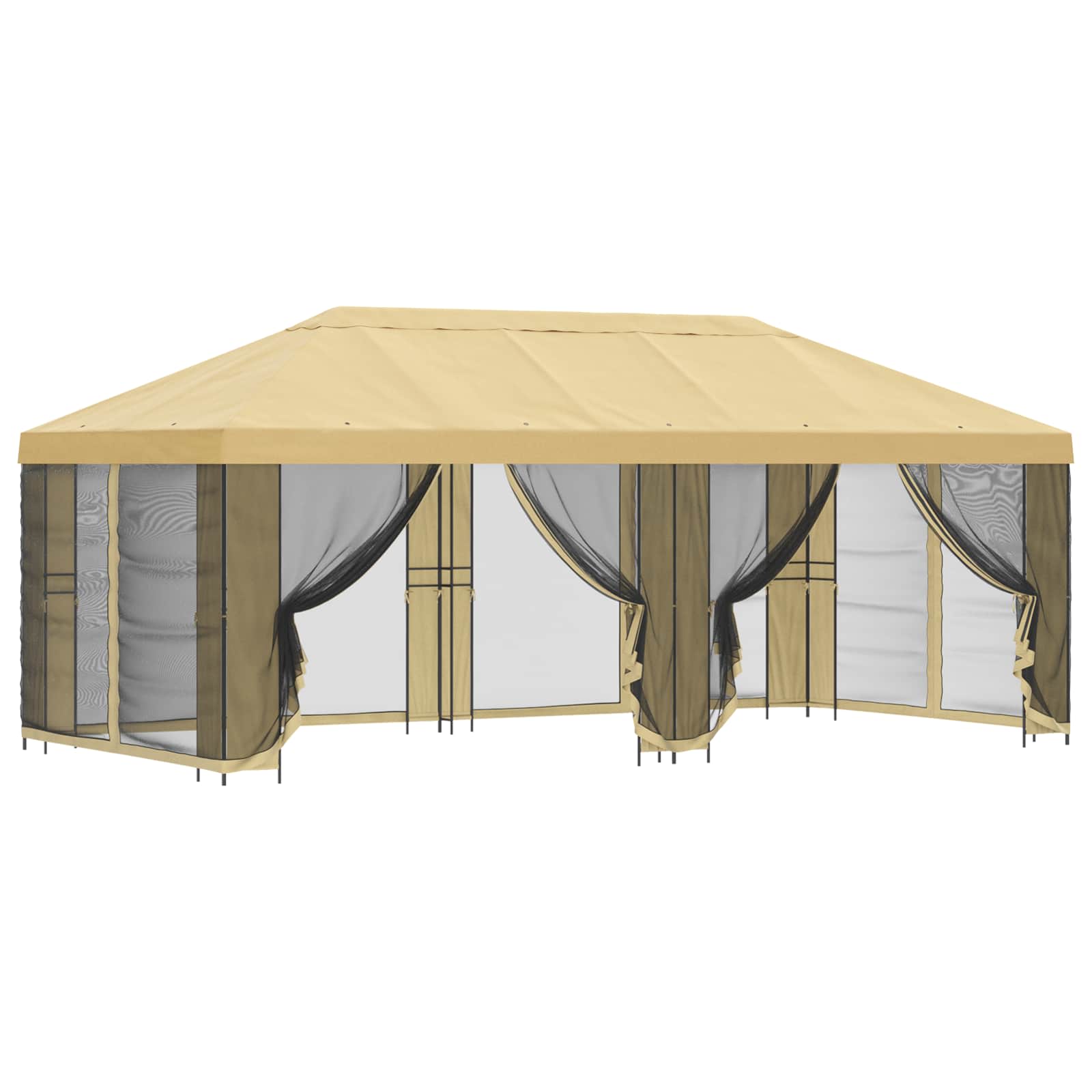 Tuin Gazebo met Zijwanden 6 x 3 m Crèmekleurig