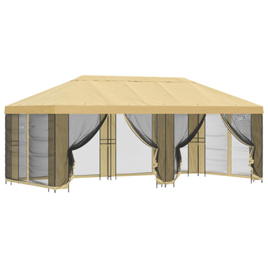 Tuin Gazebo met Zijwanden 6 x 3 m Crèmekleurig
