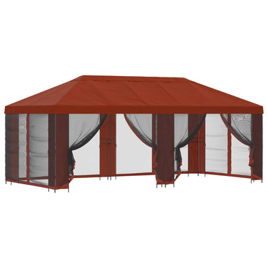 Tuin Gazebo met Zijwanden 6 x 3 m Terracotta Polyester en staal