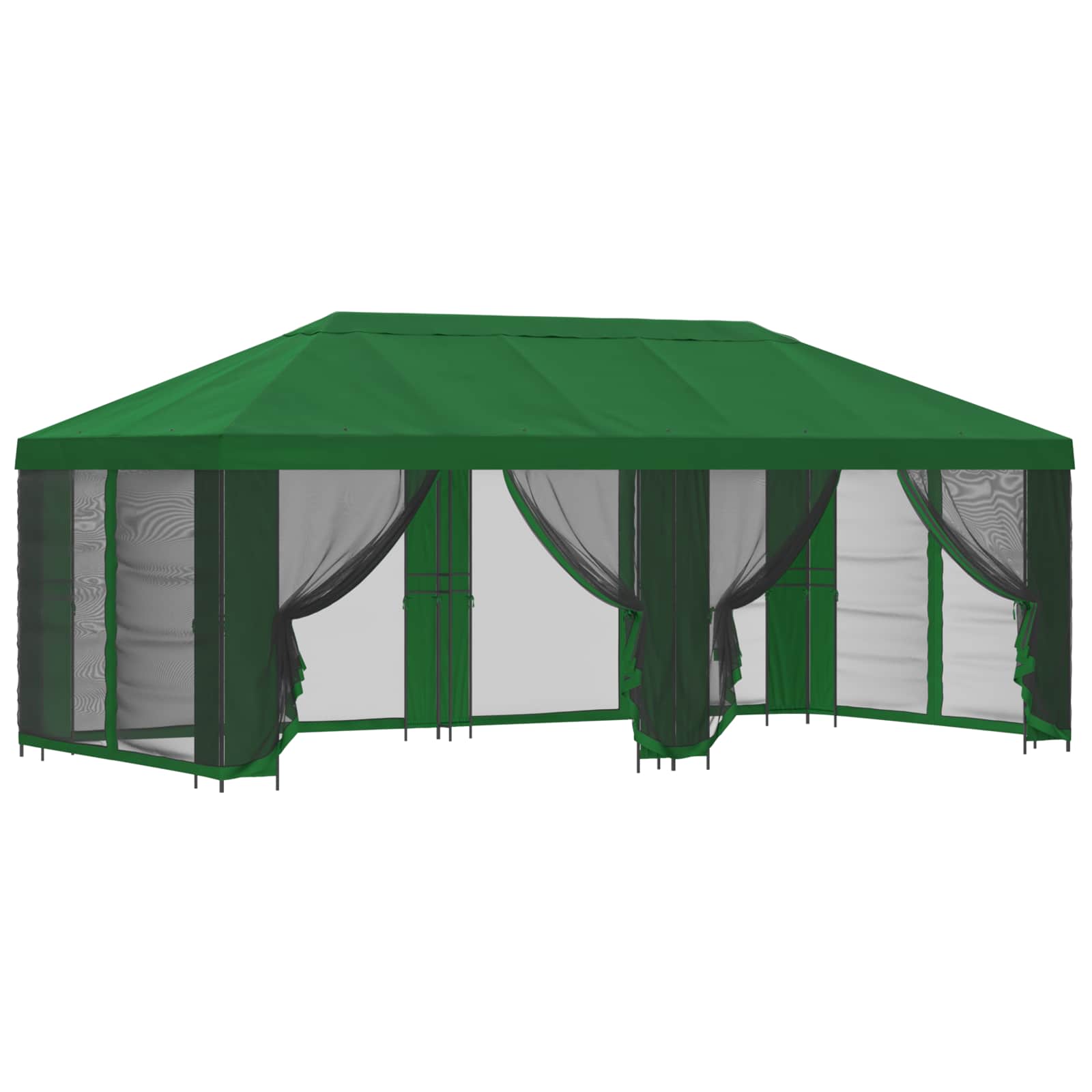 Tuin Gazebo met Zijwanden 6 x 3 m Groen Polyester en staal