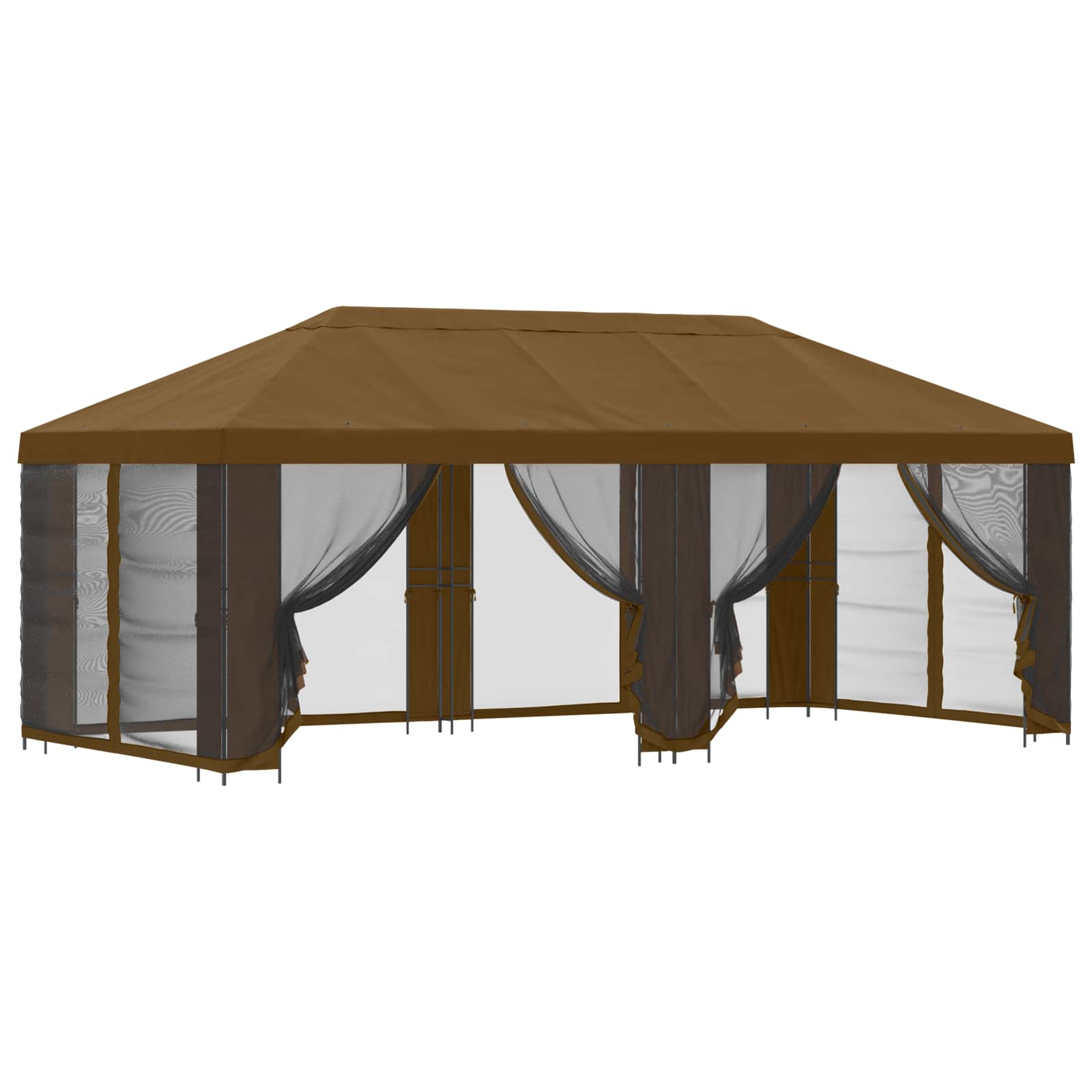 Tuin Gazebo met Zijwanden 6 x 3 m Taupe Polyester en staal