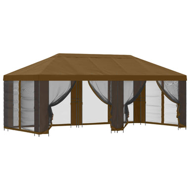 Tuin Gazebo met Zijwanden 6 x 3 m Taupe Polyester en staal