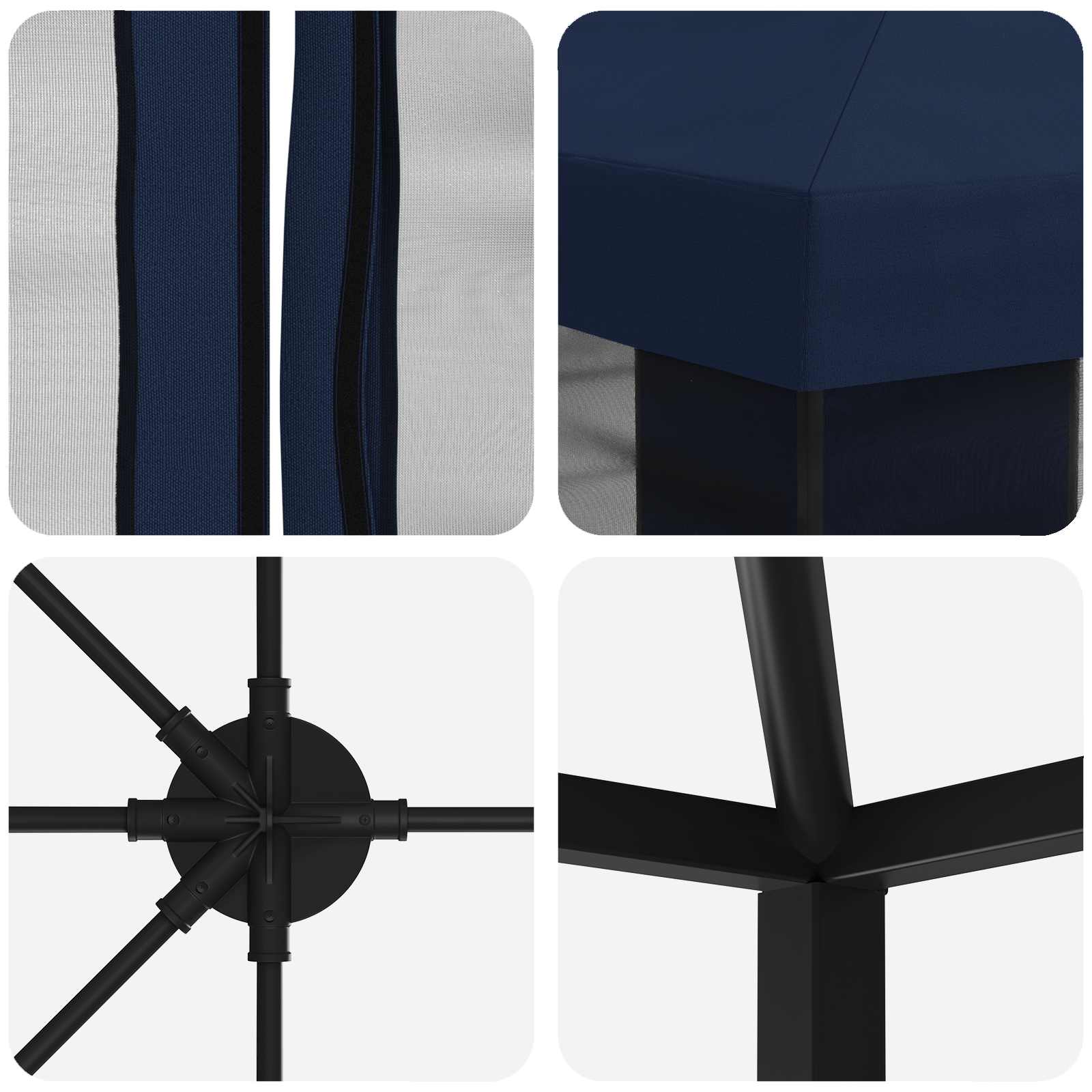 Tuin Gazebo met Zijwanden 6 x 3 m Blauw Polyester en staal