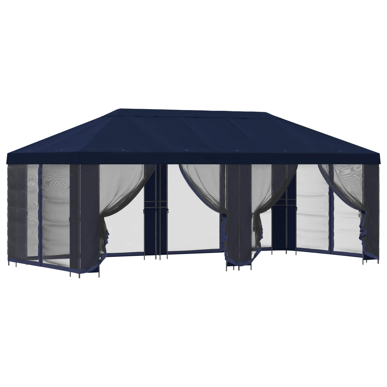 Tuin Gazebo met Zijwanden 6 x 3 m Blauw Polyester en staal