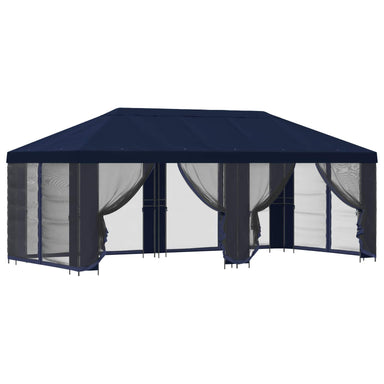 Tuin Gazebo met Zijwanden 6 x 3 m Blauw Polyester en staal
