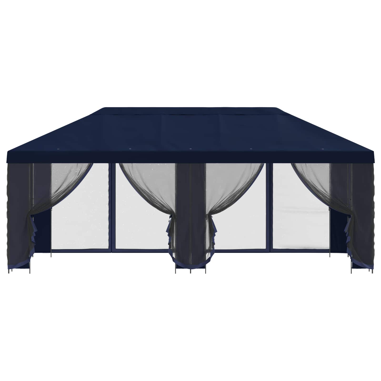 Tuin Gazebo met Zijwanden 6 x 3 m Blauw Polyester en staal