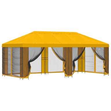 Tuin Gazebo met Zijwanden 6 x 3 m Geel Polyester en staal