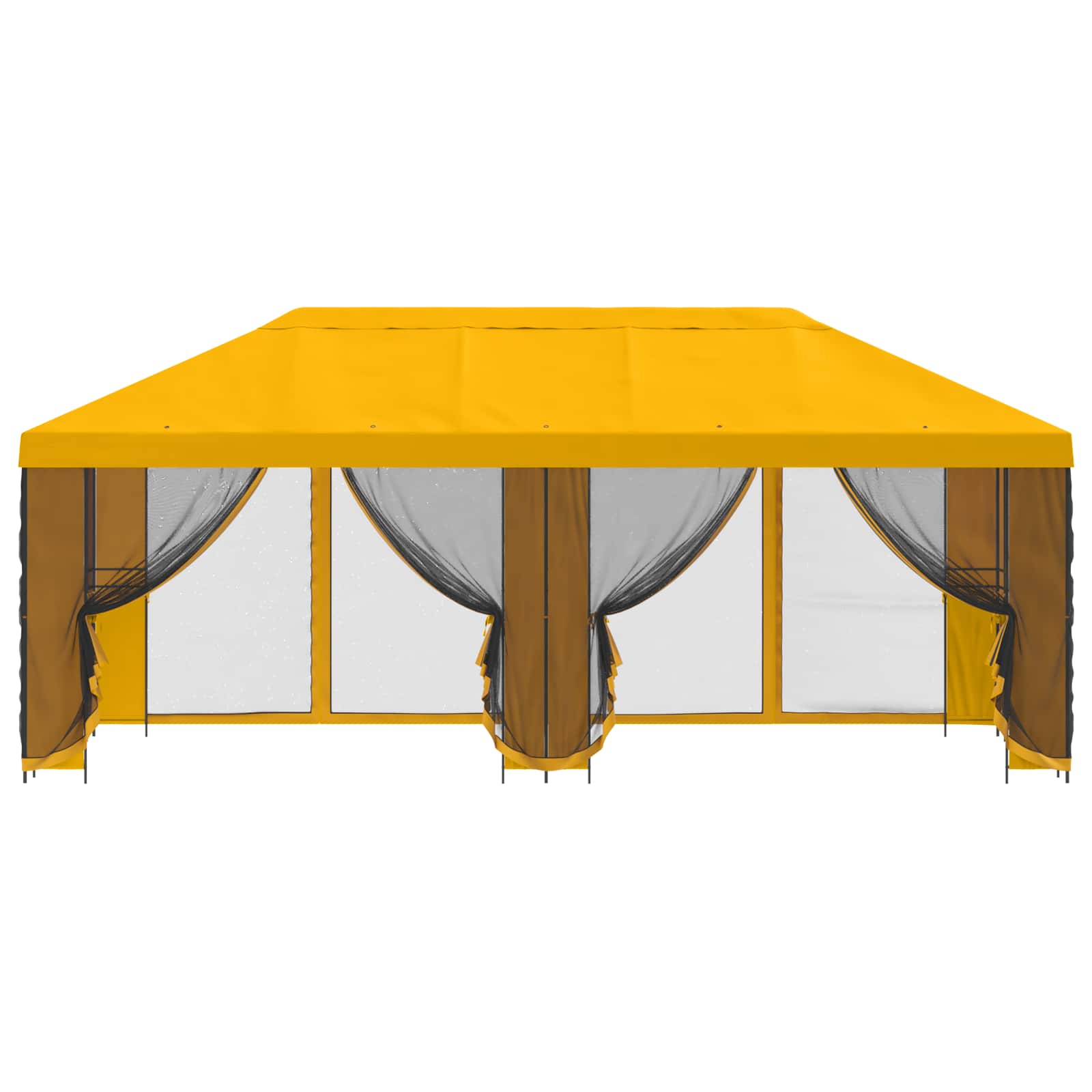 Tuin Gazebo met Zijwanden 6 x 3 m Geel Polyester en staal