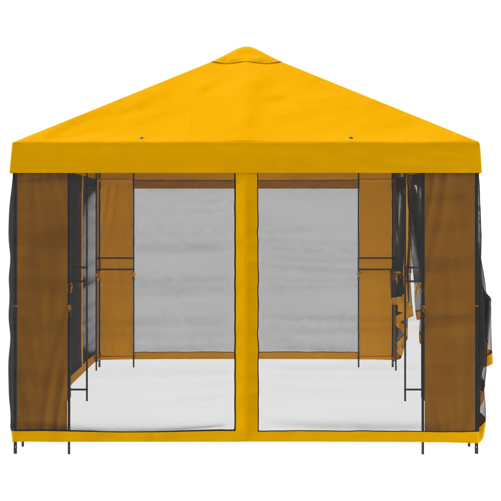Tuin Gazebo met Zijwanden 6 x 3 m Geel Polyester en staal
