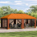 Tuin Gazebo met Zijwanden 6 x 3 m Oranje Polyester en staal