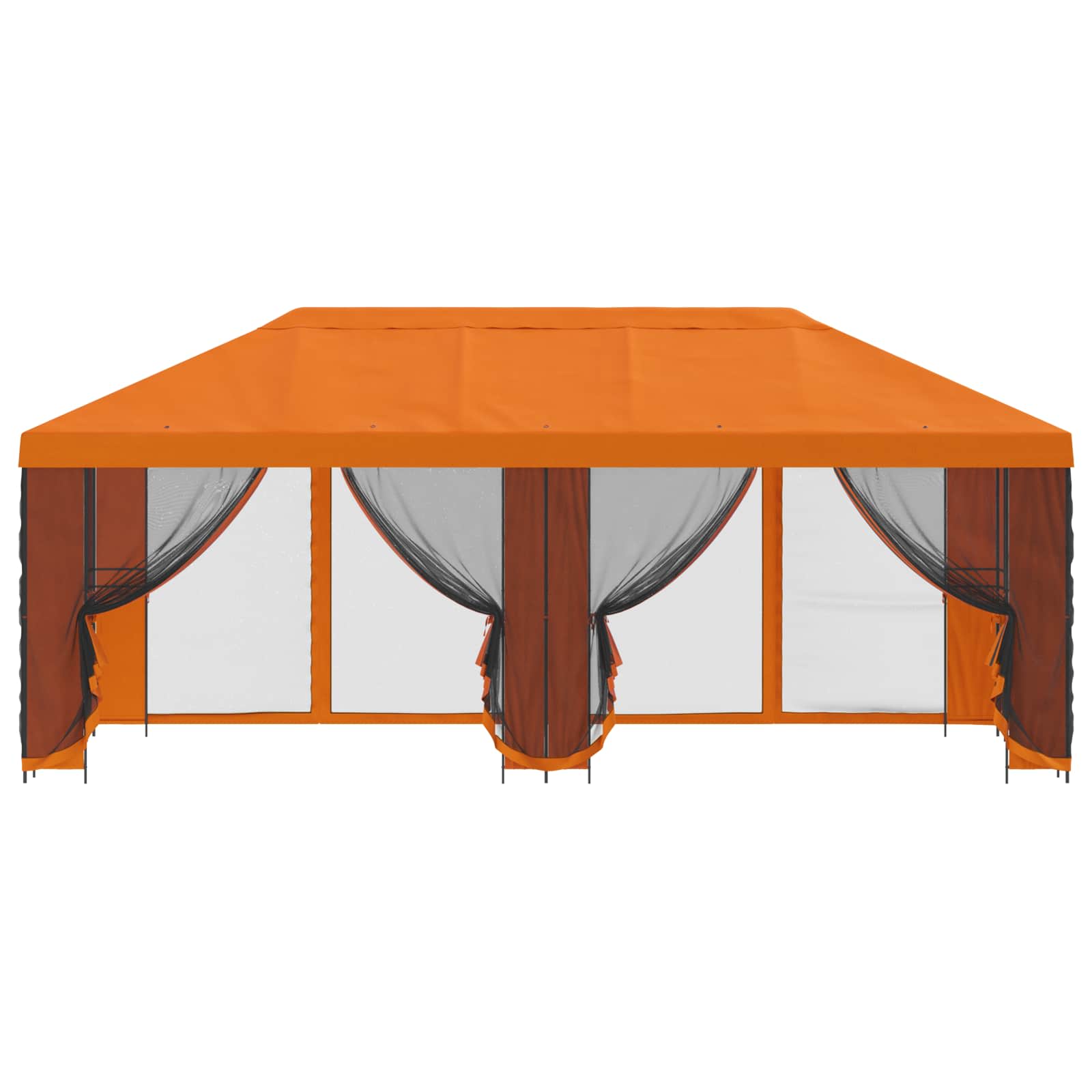 Tuin Gazebo met Zijwanden 6 x 3 m Oranje Polyester en staal