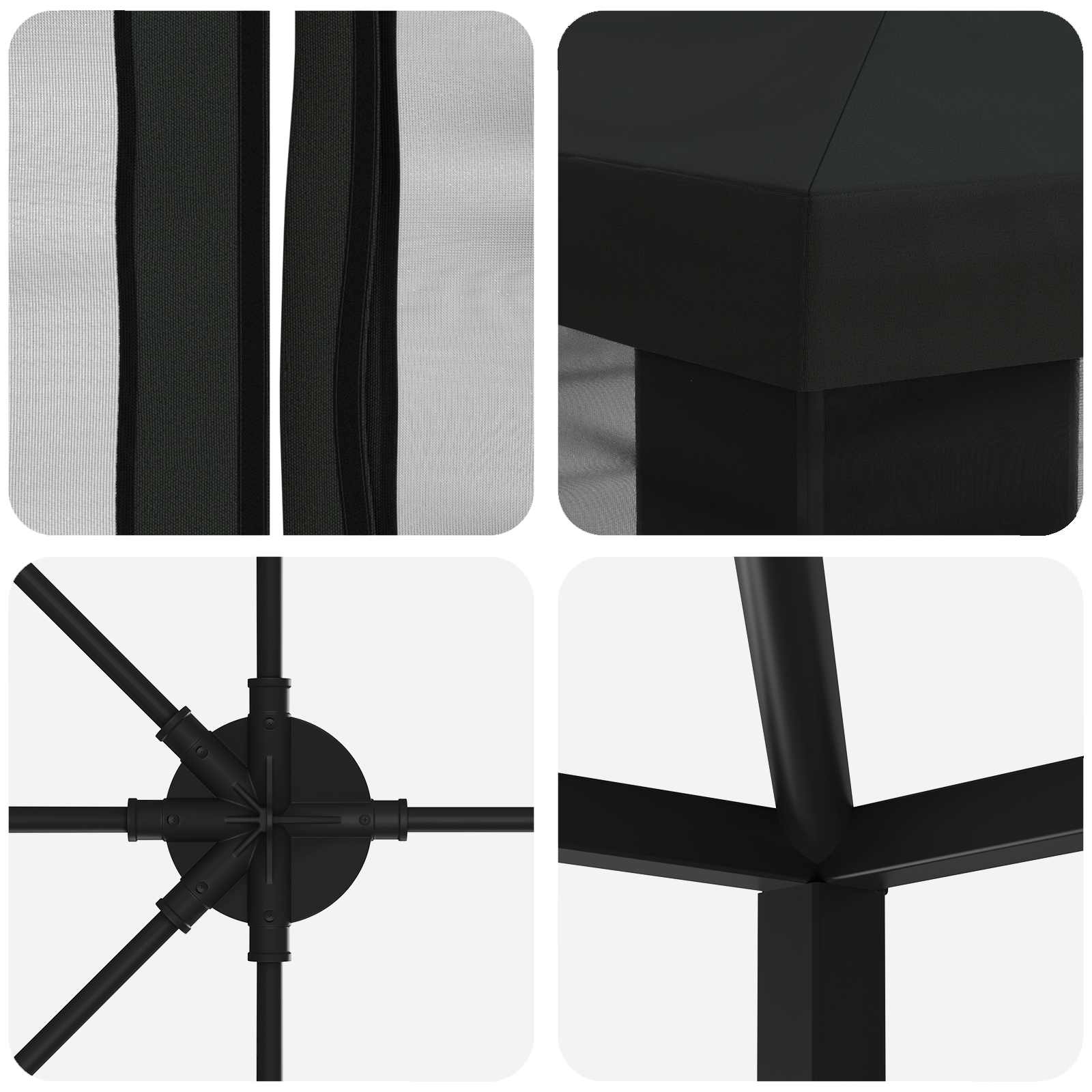 Tuin Gazebo met Zijwanden 6 x 3 m Zwart Polyester en staal