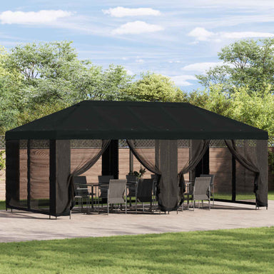Tuin Gazebo met Zijwanden 6 x 3 m Zwart Polyester en staal