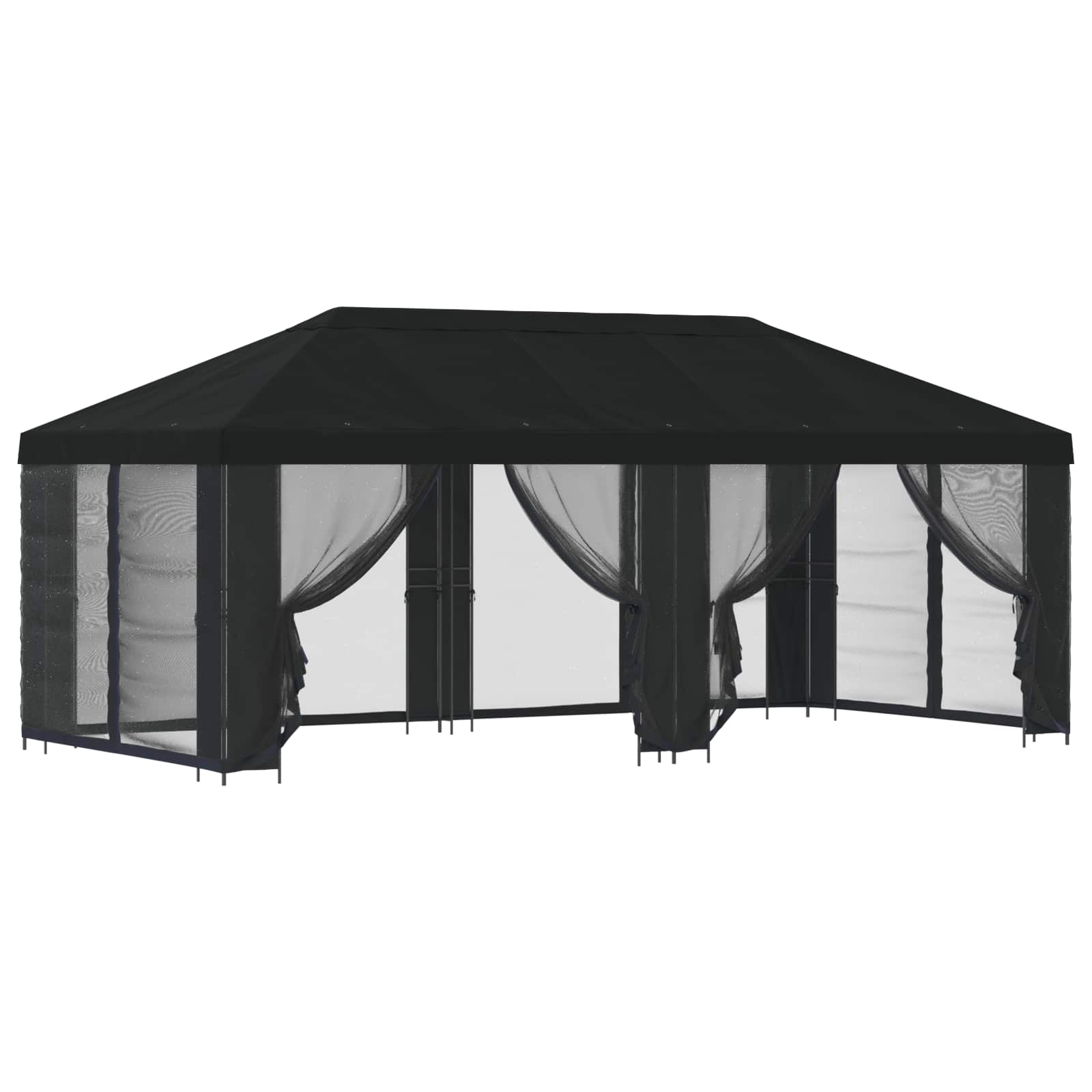 Tuin Gazebo met Zijwanden 6 x 3 m Zwart Polyester en staal
