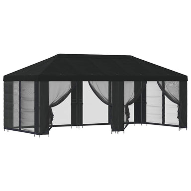 Tuin Gazebo met Zijwanden 6 x 3 m Zwart Polyester en staal