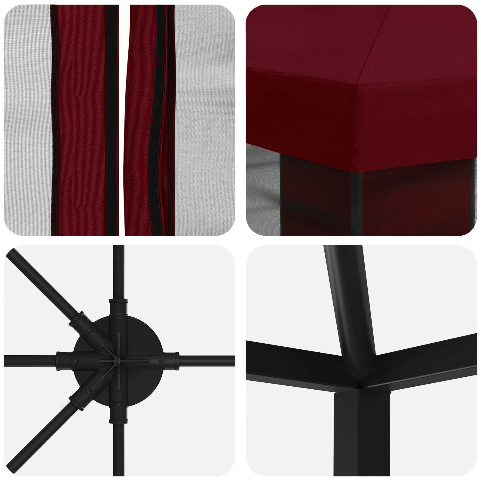 Tuin Gazebo met Zijwanden 6 x 3 m Bordeauxrood