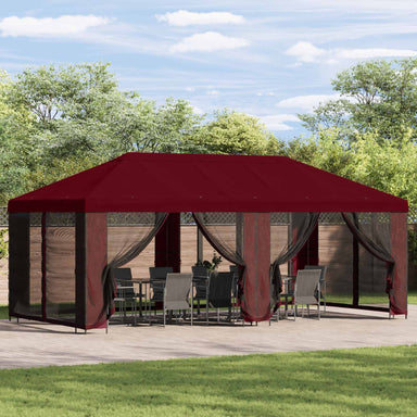 Tuin Gazebo met Zijwanden 6 x 3 m Bordeauxrood