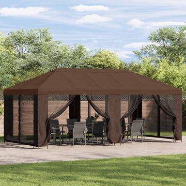 Tuin Gazebo met Zijwanden 6 x 3 m Bruin Polyester en staal
