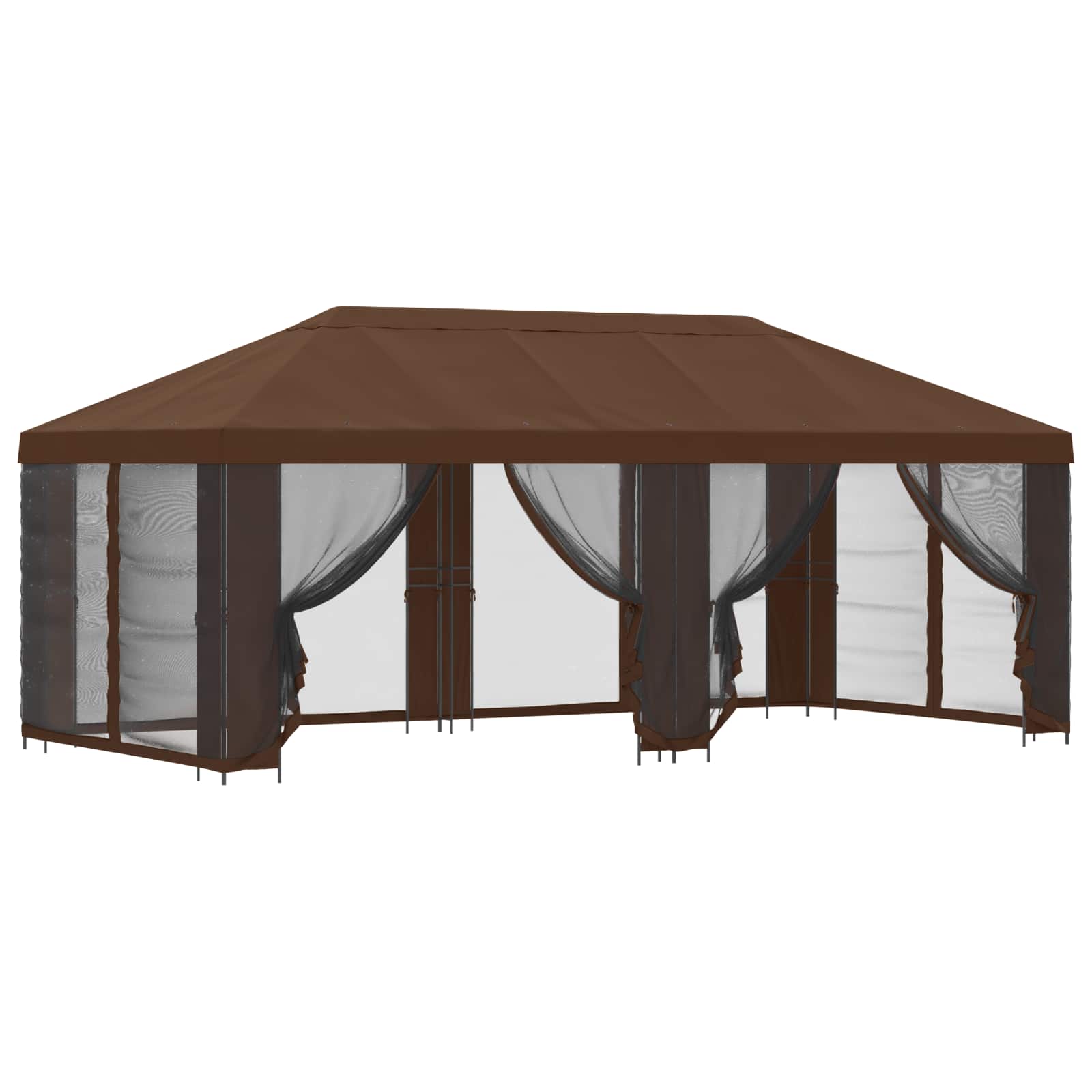 Tuin Gazebo met Zijwanden 6 x 3 m Bruin Polyester en staal