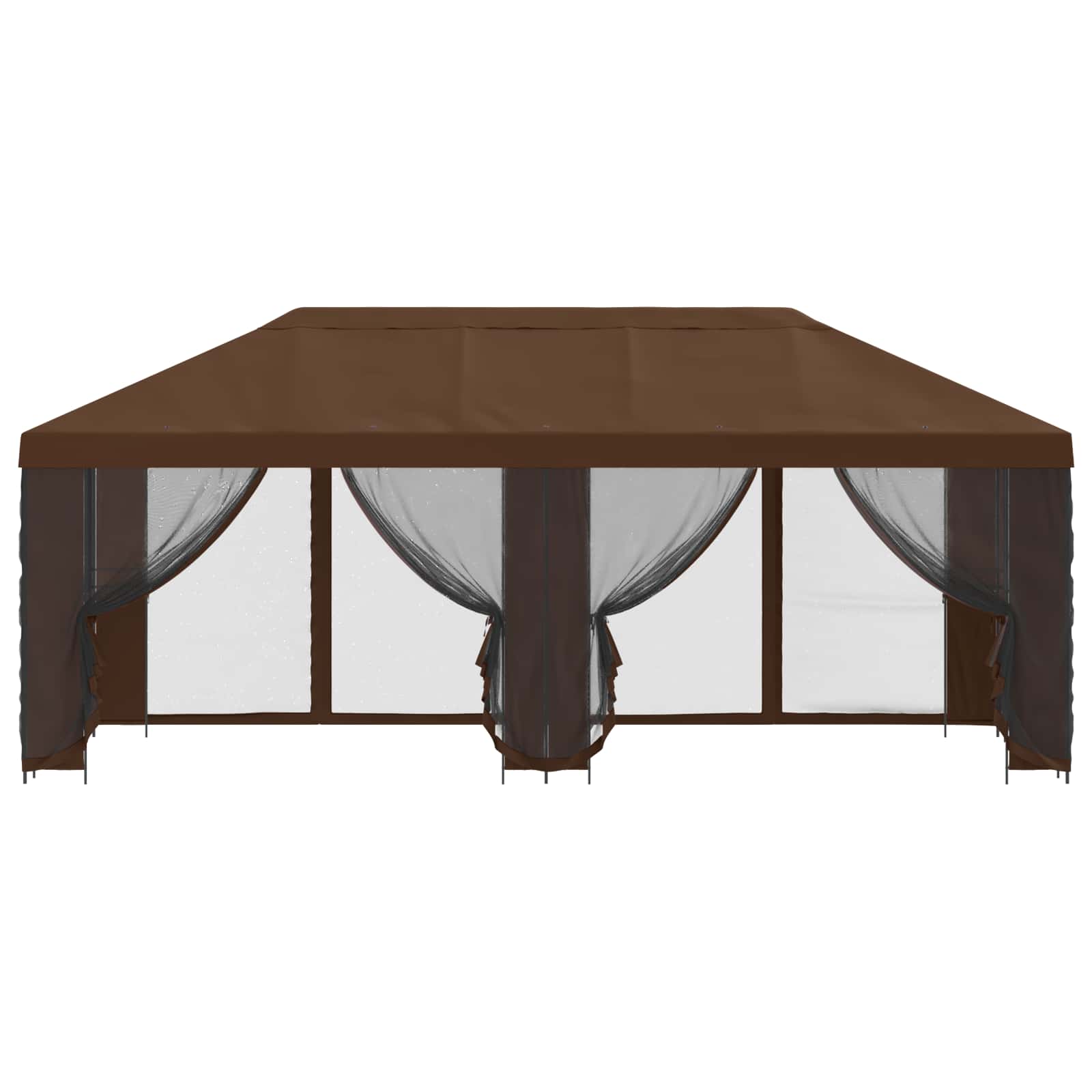 Tuin Gazebo met Zijwanden 6 x 3 m Bruin Polyester en staal