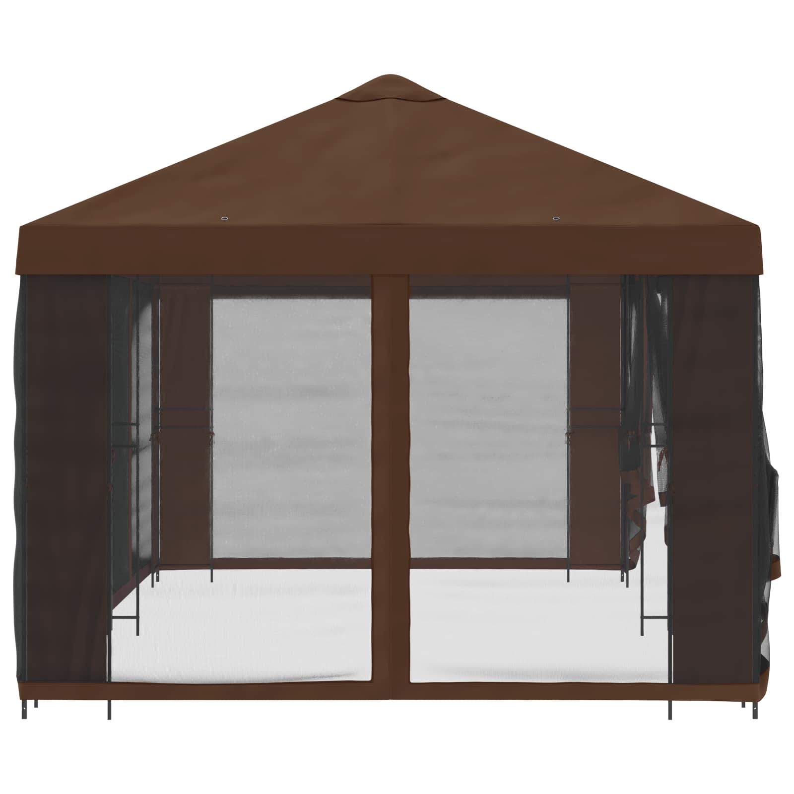 Tuin Gazebo met Zijwanden 6 x 3 m Bruin Polyester en staal
