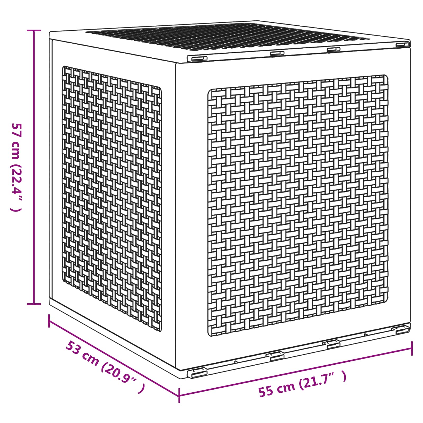 Opbergbox met opslag Wit 55 x 53 x 57 cm Polypropyleen