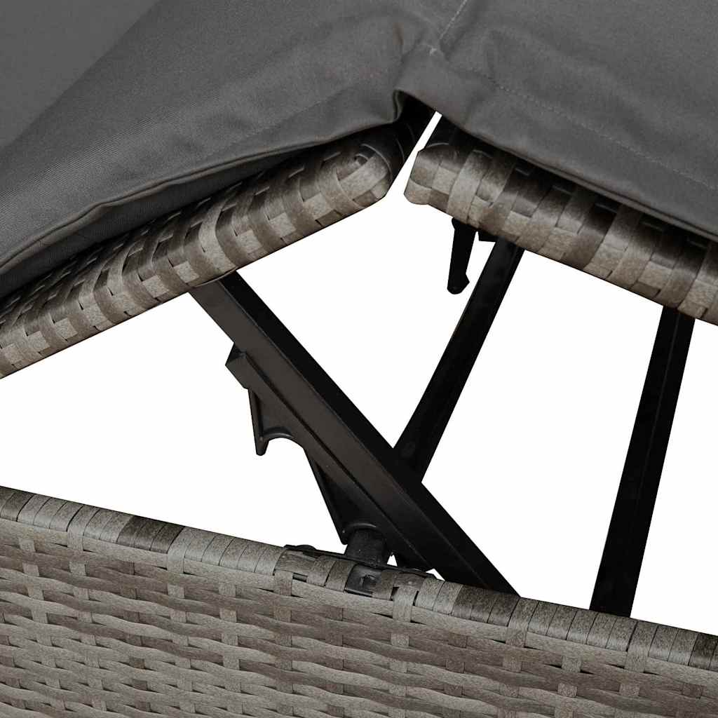Dubbele ligbed Verstelbaar Grijs 205 x 129 x 200 cm poly rattan