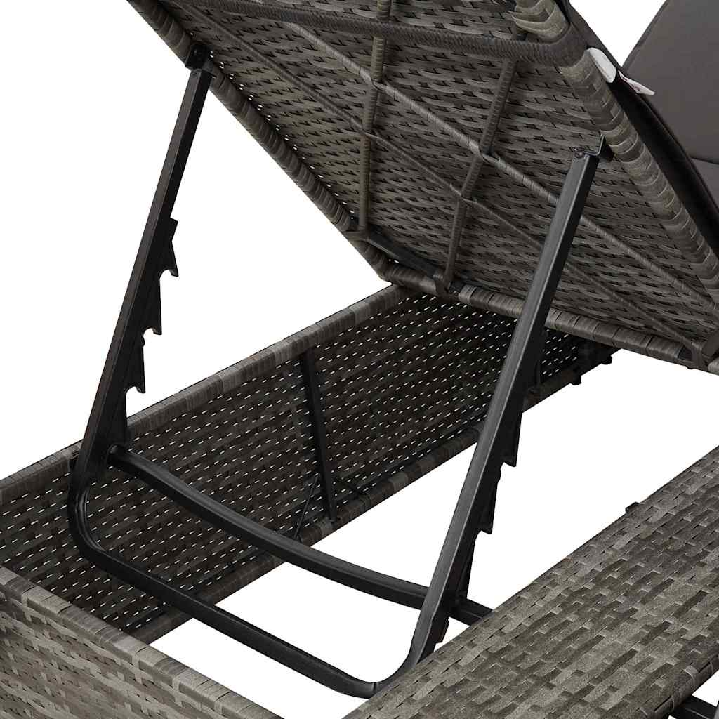 Dubbele ligbed Verstelbaar Grijs 205 x 129 x 200 cm poly rattan
