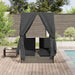 Dubbele ligbed Verstelbaar Grijs 205 x 129 x 200 cm poly rattan