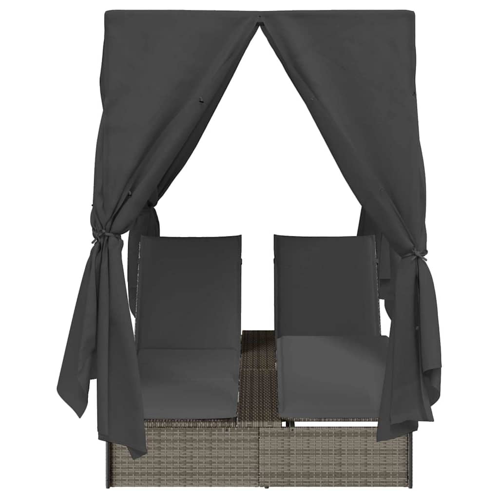 Dubbele ligbed Verstelbaar Grijs 205 x 129 x 200 cm poly rattan