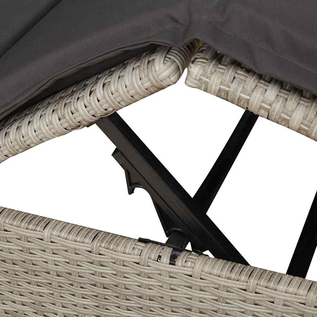 Dubbele ligbed Lichtgrijs 205 x 129 x 200 cm poly rattan