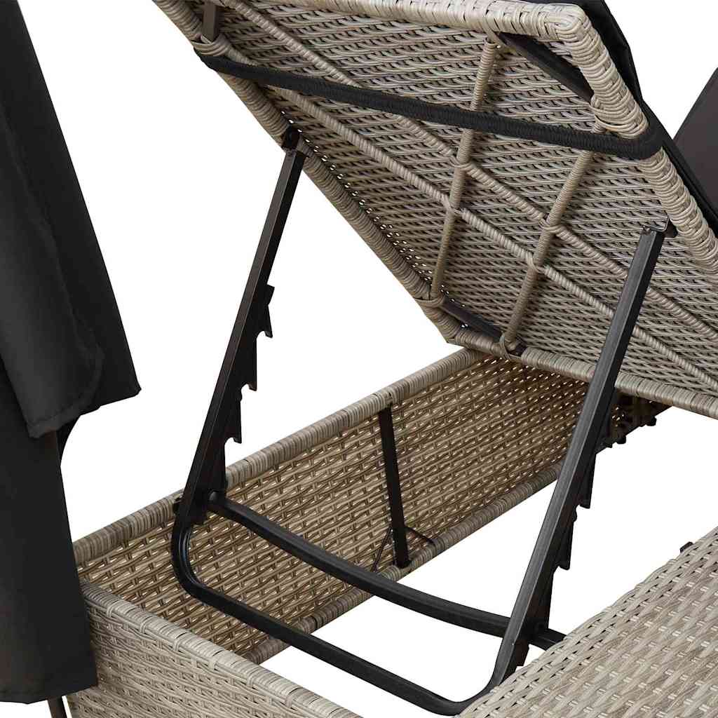 Dubbele ligbed Lichtgrijs 205 x 129 x 200 cm poly rattan